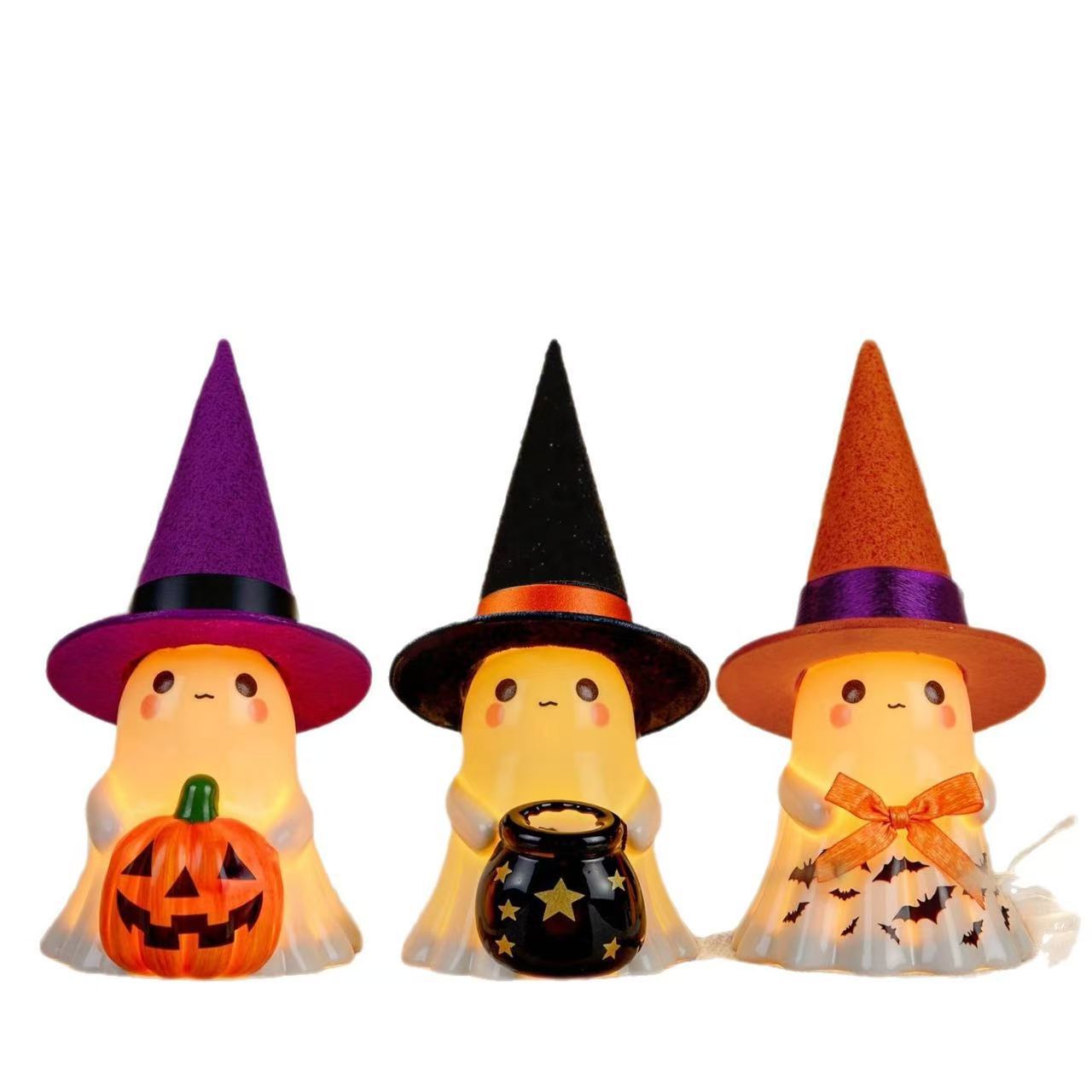 Halloween Glowing Ghost Figurine – Outdoor Standing Resin Porch & Garden Decor