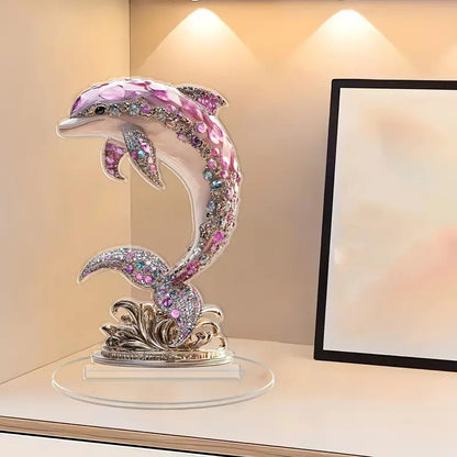 Vibrant Colorful 2D Dolphin Sculpture Decor