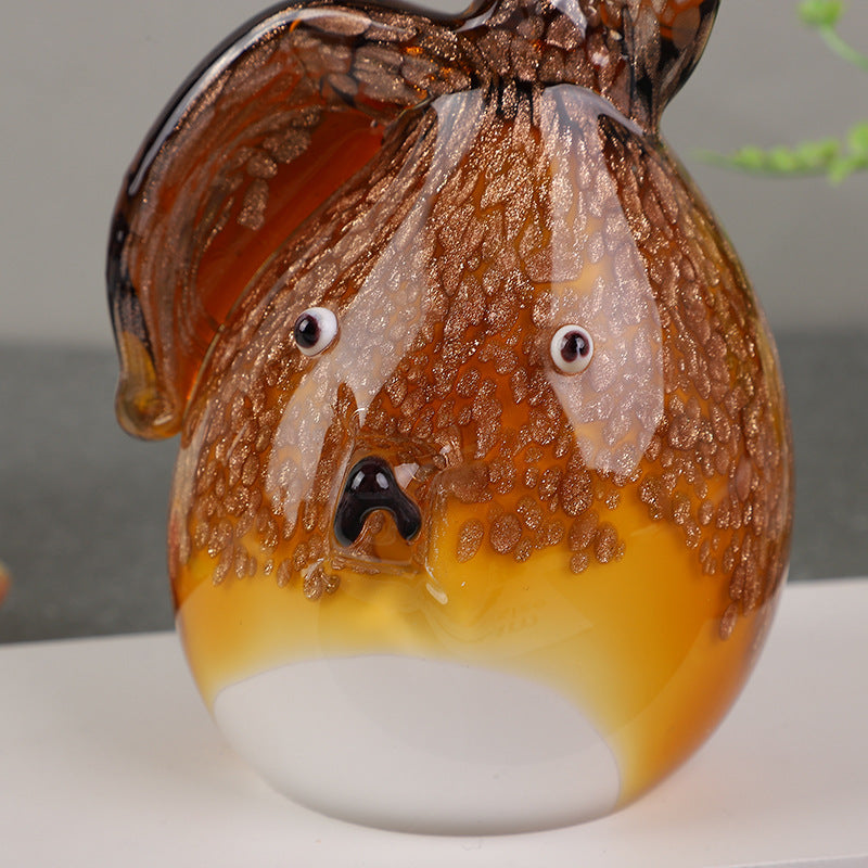 Creative stained glass sculpture light luxury cute bear and glass rabbit living room home jewelry ornament