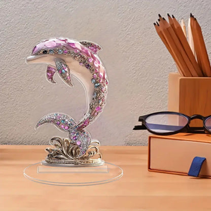 Vibrant Colorful 2D Dolphin Sculpture Decor