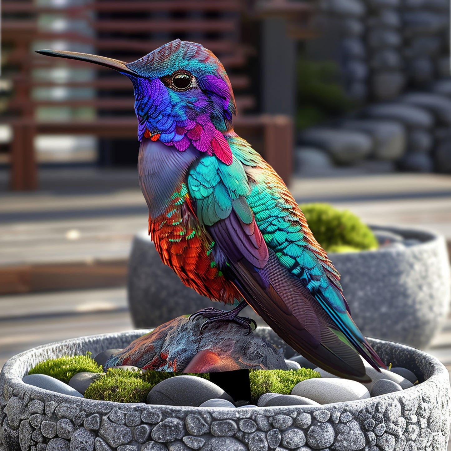 Birdy - Charming Hummingbird Acrylic Garden Indoor and Outdoor 2D Acrylic Decoration