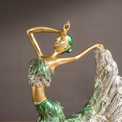 Elegant Peacock Art Figurine Dancer Statue Decorative Home