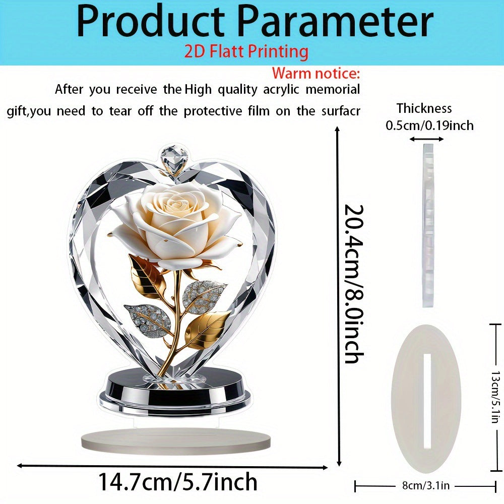 Romantic Rose 2D Acrylic Tabletop Decor