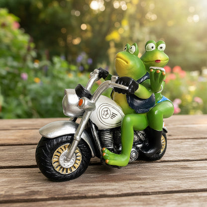 Frog on Motorcycle Resin Figurine – Cute Couple Garden & Home Decor