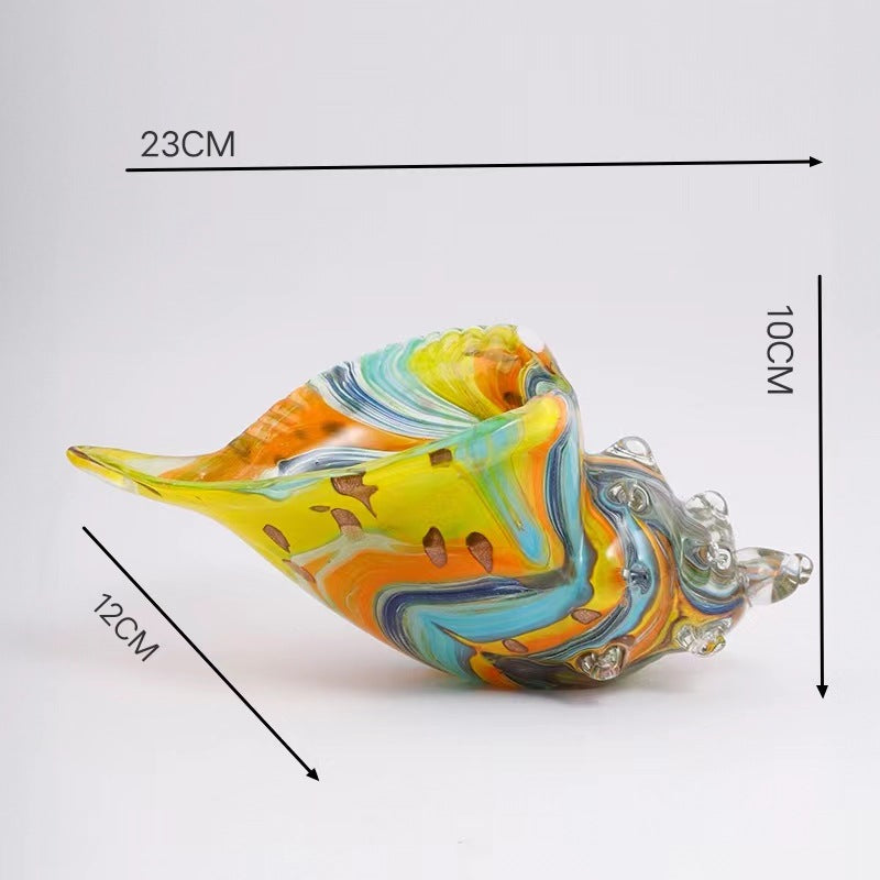 Handmade Glass Sea Shell & Conch Ornaments | Coastal Glass Art Decor