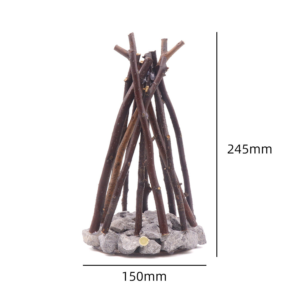 Handmade Branch-Style LED Flame Lamp - Safe & Romantic Desktop Campfire Decor