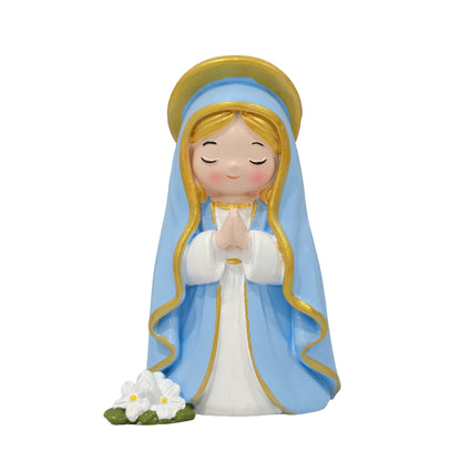 Sweet Prayer Girl Statue, Kawaii Resin Figurine with Blessing Charm for Home Decoration