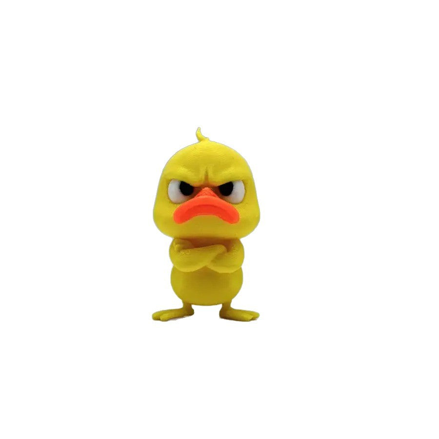 Angry Yellow Duck Statue – Funny Duck Figurine with Expressive Cute Face Novelty Gift Desk Decor