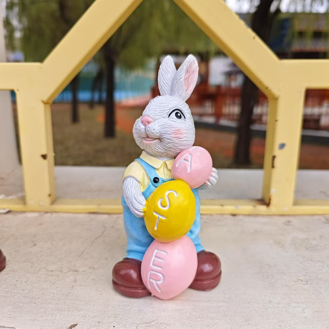 Easter- Cartoon Rabbit Holding Egg Resin Ornament for Home & Garden