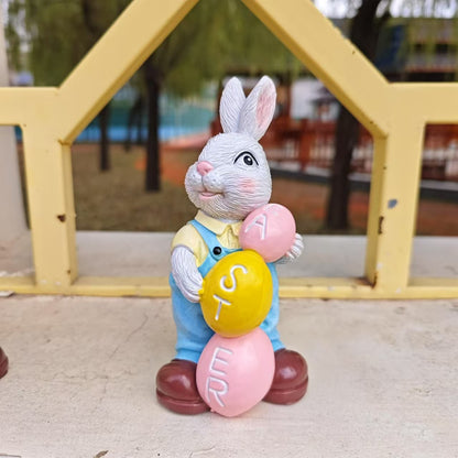 Easter- Cartoon Rabbit Holding Egg Resin Ornament for Home & Garden