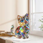 Lumi single-cat acrylic ornament displayed beside a window