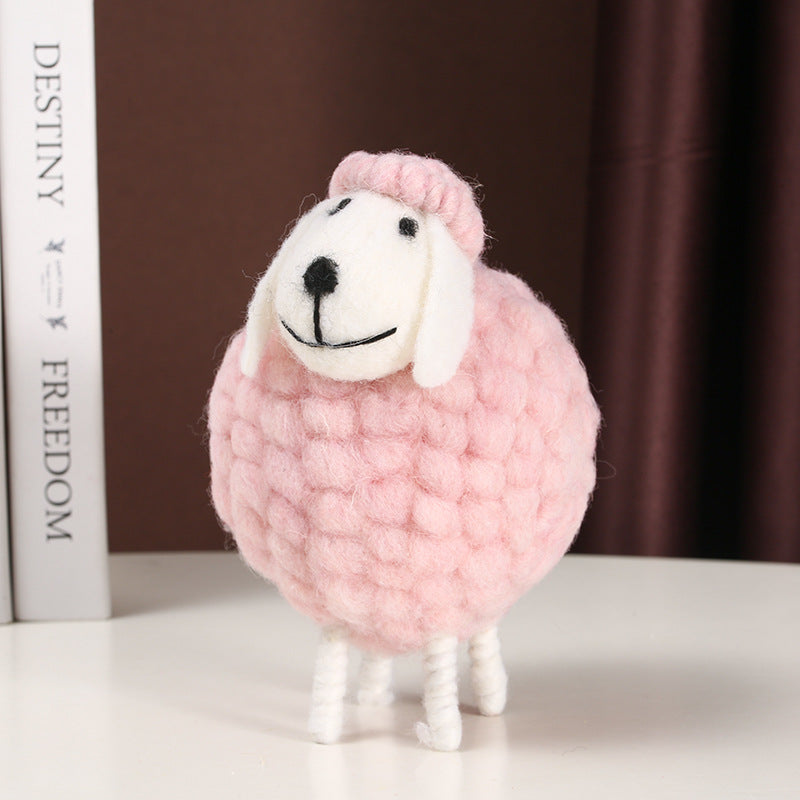 Colorful Sheep Figurine - Cartoon Heart-shaped Lamb Plush Toy