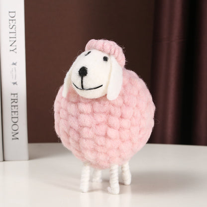 Colorful Sheep Figurine - Cartoon Heart-shaped Lamb Plush Toy