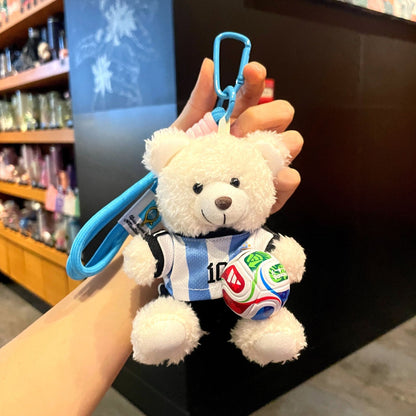 2026 World Cup Teddy Bear Keychain – Cute Football Bag Charm Fan Gift