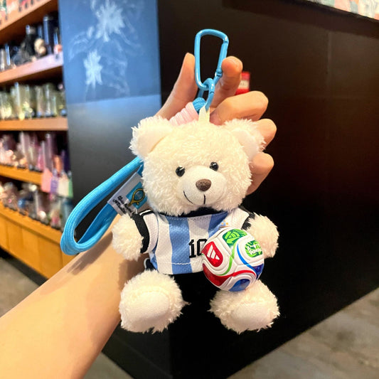 2026 World Cup Teddy Bear Keychain – Cute Football Bag Charm Fan Gift