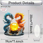 Blaze & Azure Ice & Fire Dragon – 2D Acrylic Tabletop Decor