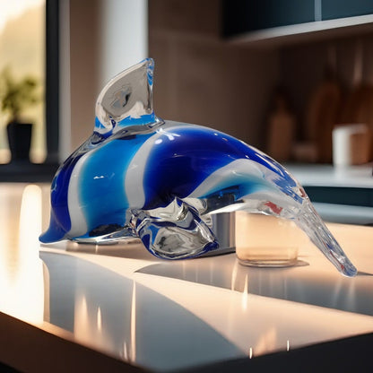 Ocean-Inspired Glow-in-the-Dark Glass Dolphin Figurine