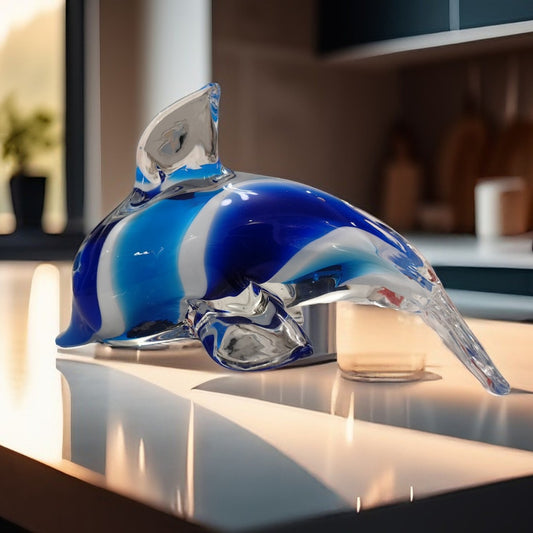 Ocean-Inspired Glow-in-the-Dark Glass Dolphin Figurine