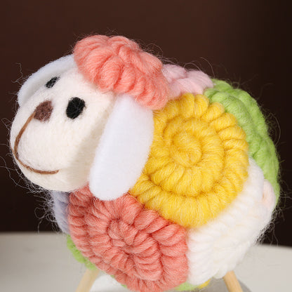 Colorful Sheep Figurine - Cartoon Heart-shaped Lamb Plush Toy