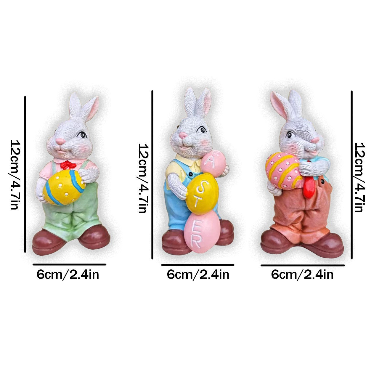 Easter- Cartoon Rabbit Holding Egg Resin Ornament for Home & Garden