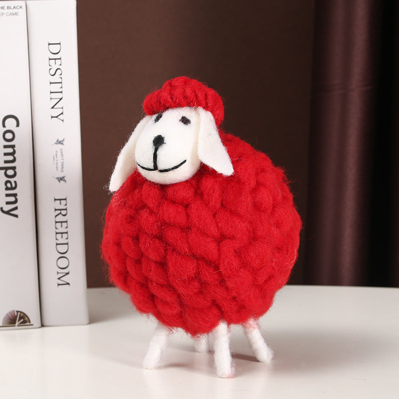 Colorful Sheep Figurine - Cartoon Heart-shaped Lamb Plush Toy
