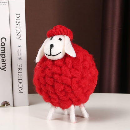 Colorful Sheep Figurine - Cartoon Heart-shaped Lamb Plush Toy
