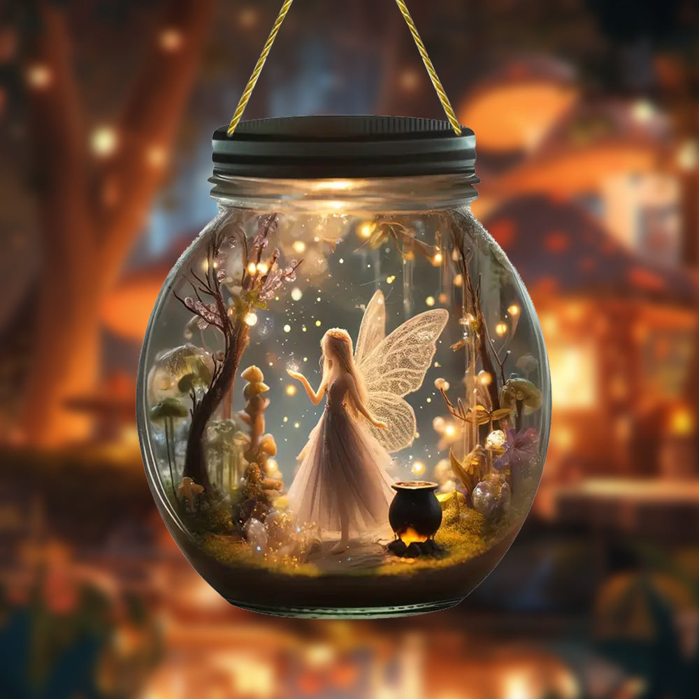 Fairy Snow White Mason Jar Hanging Ornament