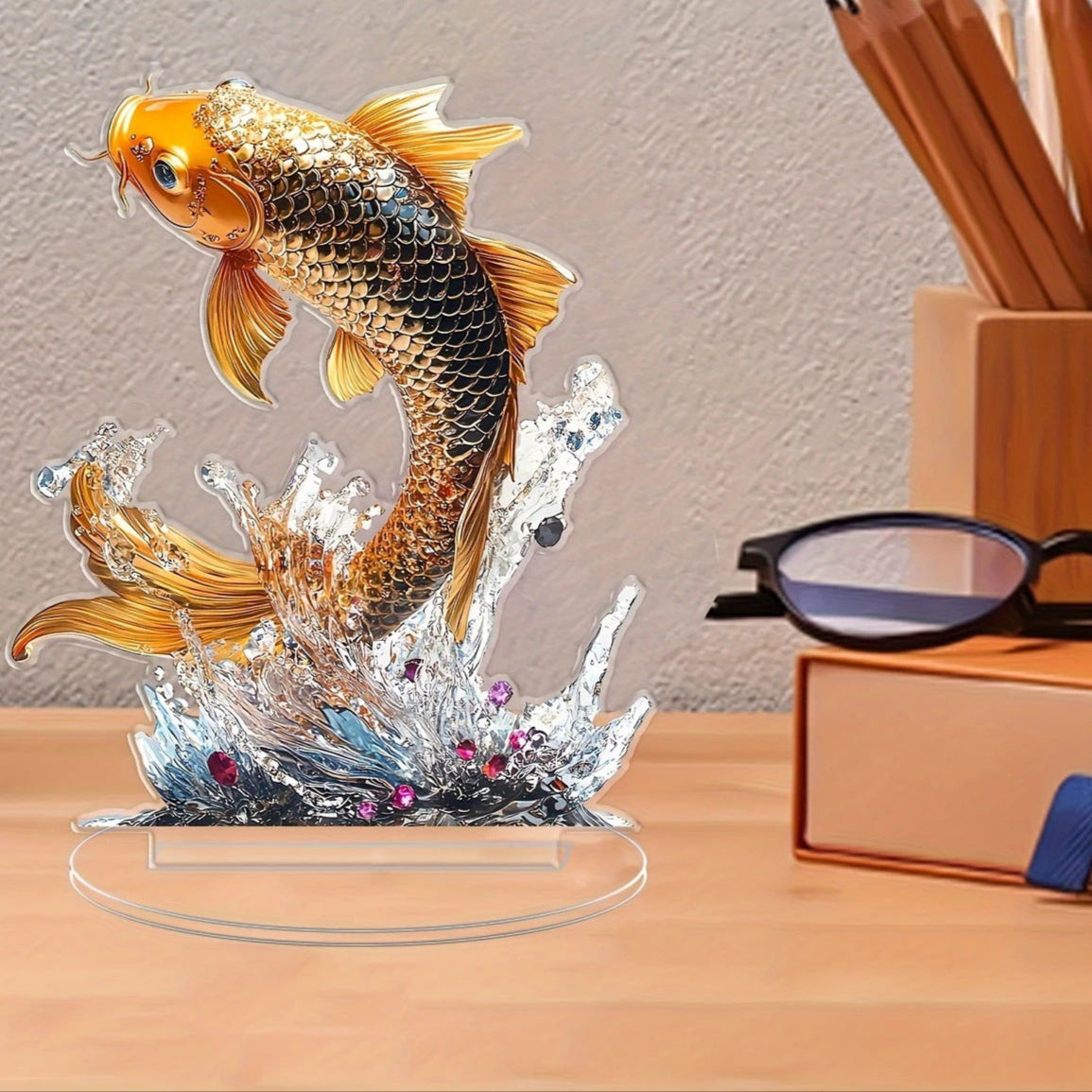 Golden Koi Fish Premium 2D Acrylic Ornament