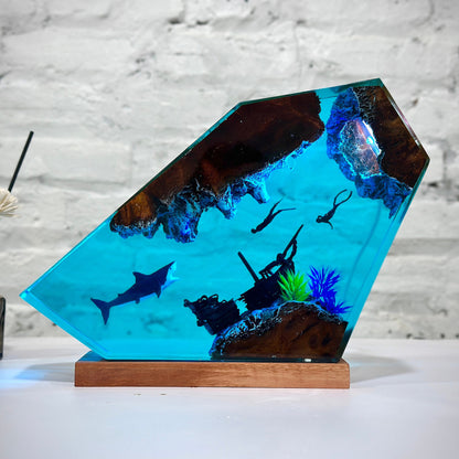 【Unique Summer Gifts】Great White Shark and Diver Night Lights