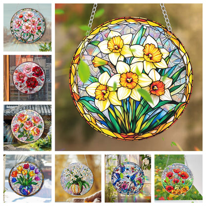 Flower Sun Catcher - Stained Glass Window Hanging