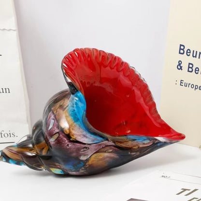Handmade Glass Sea Shell & Conch Ornaments | Coastal Glass Art Decor
