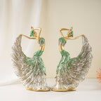 Elegant Peacock Art Figurine Dancer Statue Decorative Home