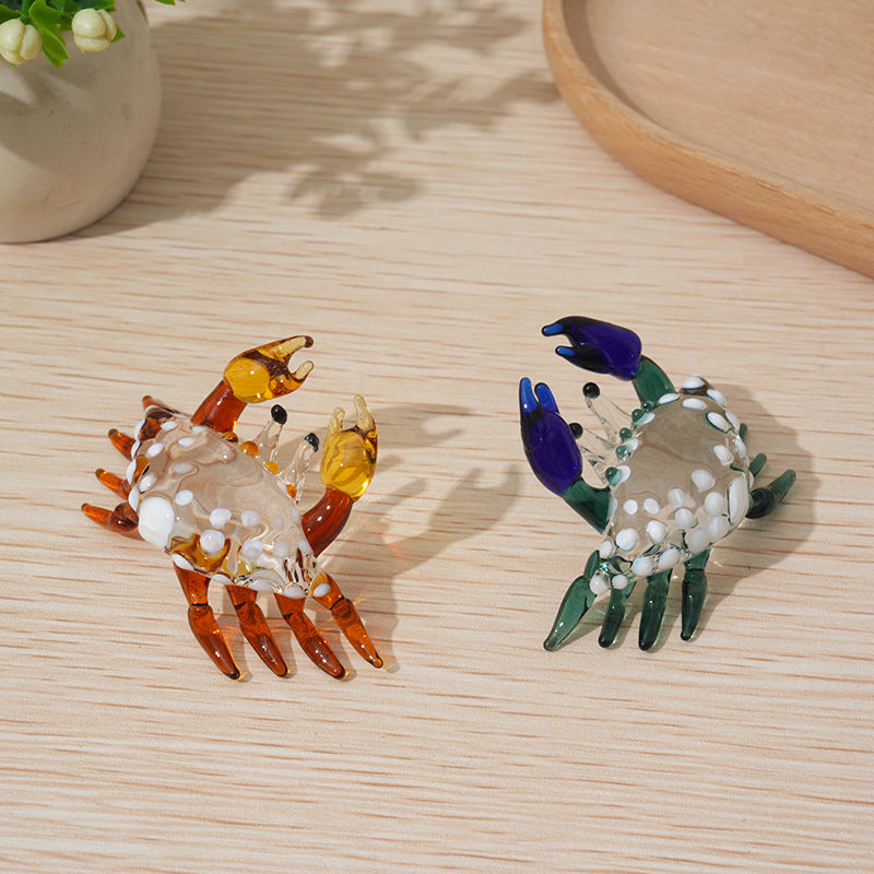 Handmade glass crab ornament aquarium tank landscaping glass sculpture home desktop decoration
