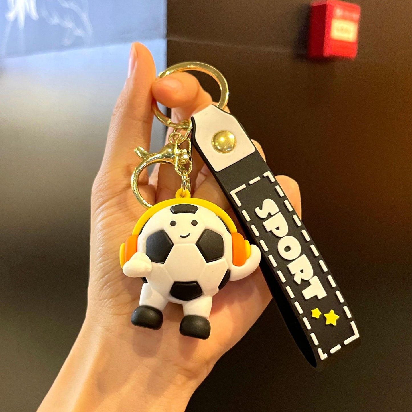 Original Headset Football Doll Keychain Cartoon Cute Football World Cup