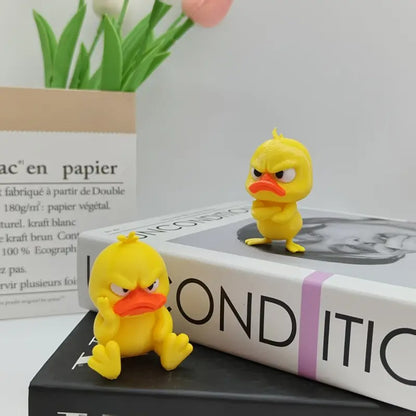 Angry Yellow Duck Statue – Funny Duck Figurine with Expressive Cute Face Novelty Gift Desk Decor