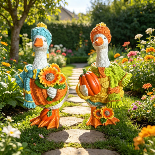 Autumn Pumpkin Duck Resin Ornament – Halloween Seasonal Home Decor