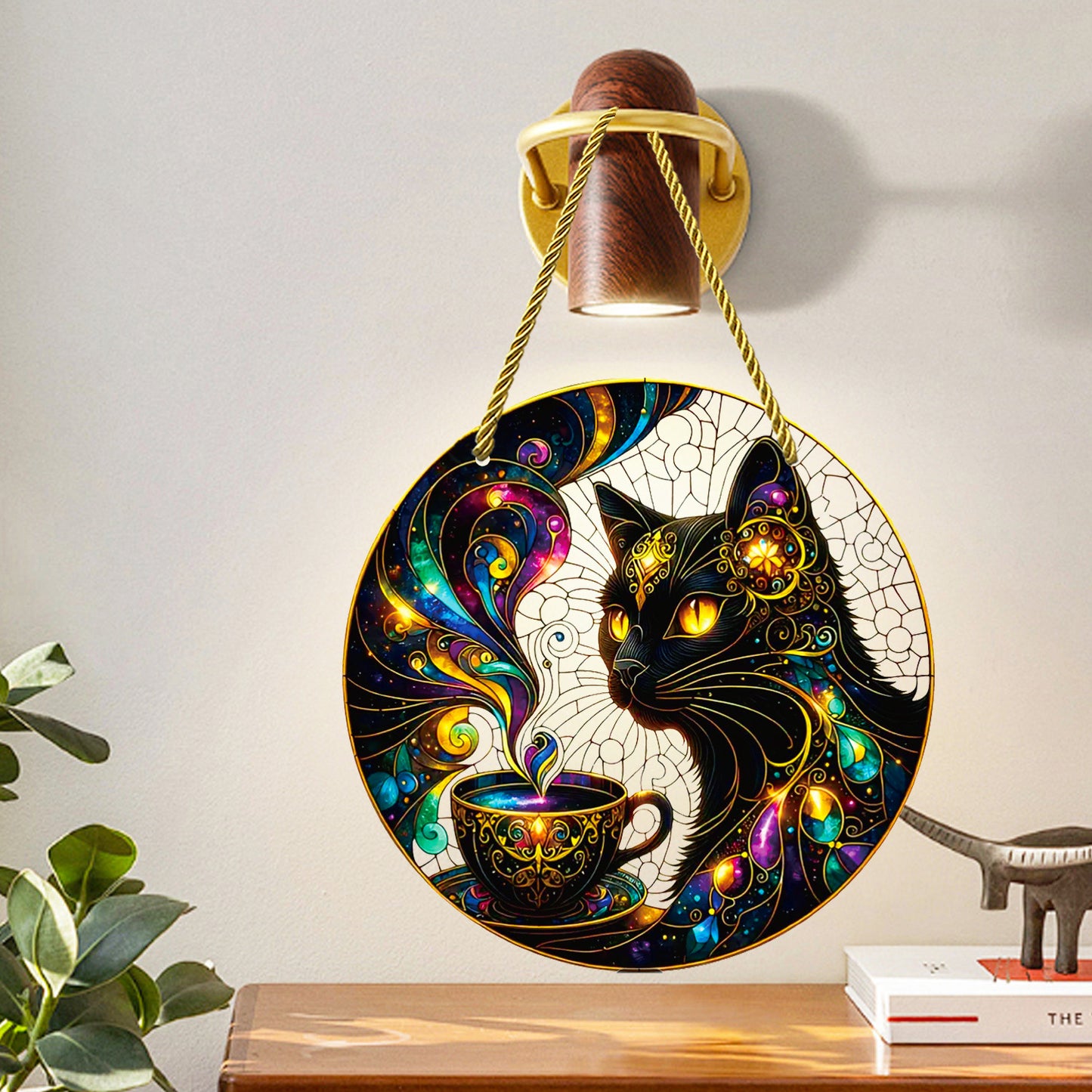 MoonCat Handmade Wall Decor - Bohemian Sculpture for Living Room