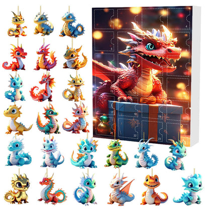 Advent Blind Box: 24 Cute Dragon Baby Acrylic Ornaments for Christmas Decor