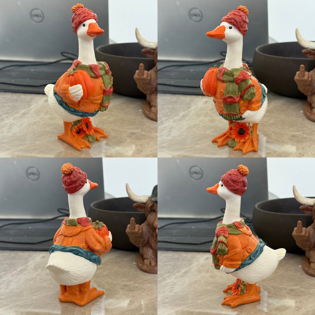 Autumn Pumpkin Duck Resin Ornament – Halloween Seasonal Home Decor