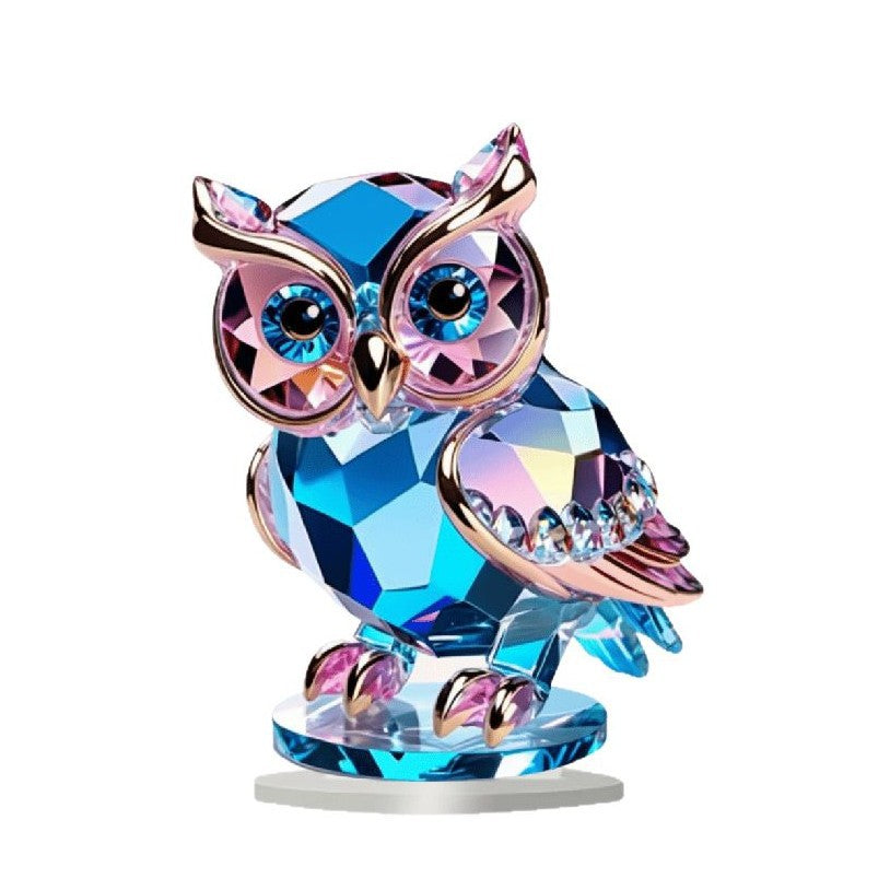 Sparkling Crystal Animal Acrylic Tabletop Decor - Peacock, Owl, Eagle & Rooster Figurines
