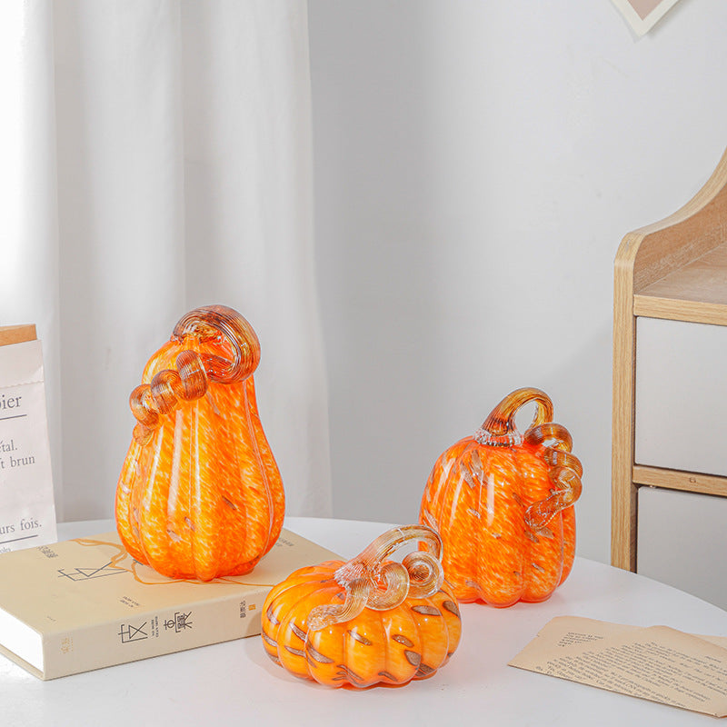 Pure handmade glass pumpkin ornament pastoral color pumpkin ornament
