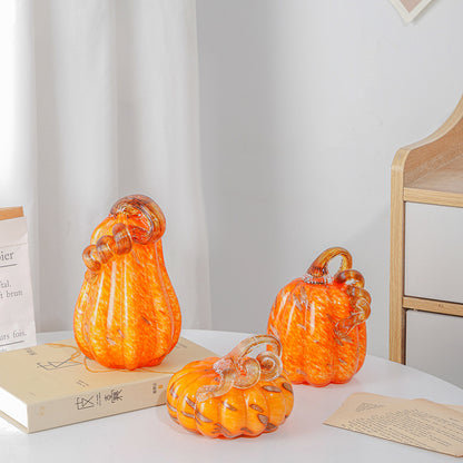 Pure handmade glass pumpkin ornament pastoral color pumpkin ornament
