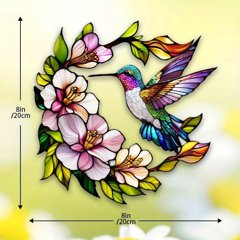 8 Inch Stained Glass Hummingbird Suncatcher