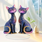 Lumi purple celestial twin-cat acrylic stand by a window