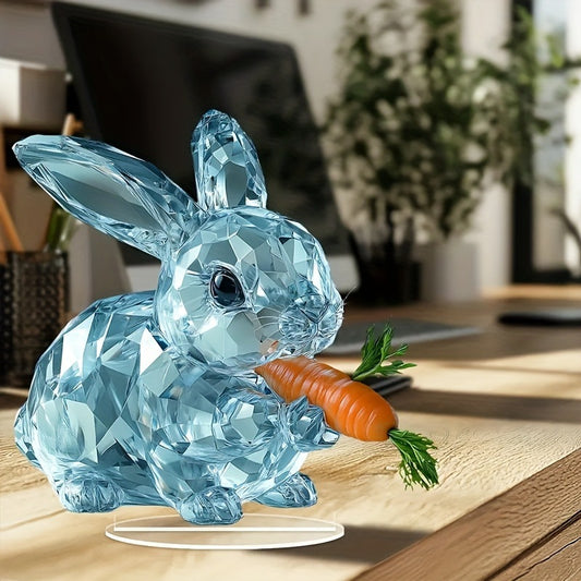 Cute Easter Crystal Rabbit 2D Acrylic Ornament – Thanksgiving & Spring Home Décor