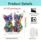 Lumi twin-cat acrylic ornament size and protective-film diagram