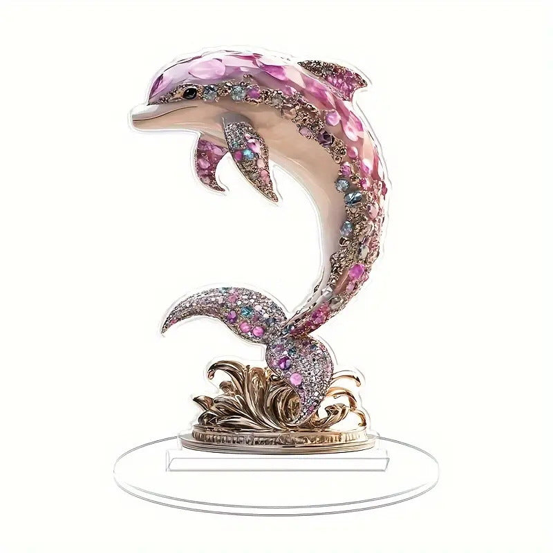 Vibrant Colorful 2D Dolphin Sculpture Decor