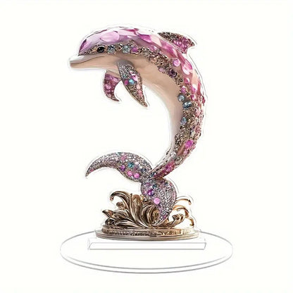 Vibrant Colorful 2D Dolphin Sculpture Decor