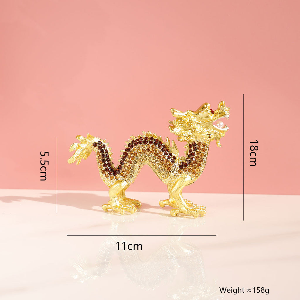 Golden dragon figurine dimension and weight diagram