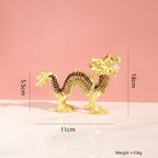 Golden dragon figurine dimension and weight diagram